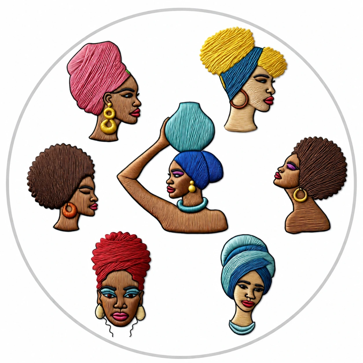 Kit de broderie de femmes aux cheveux afro